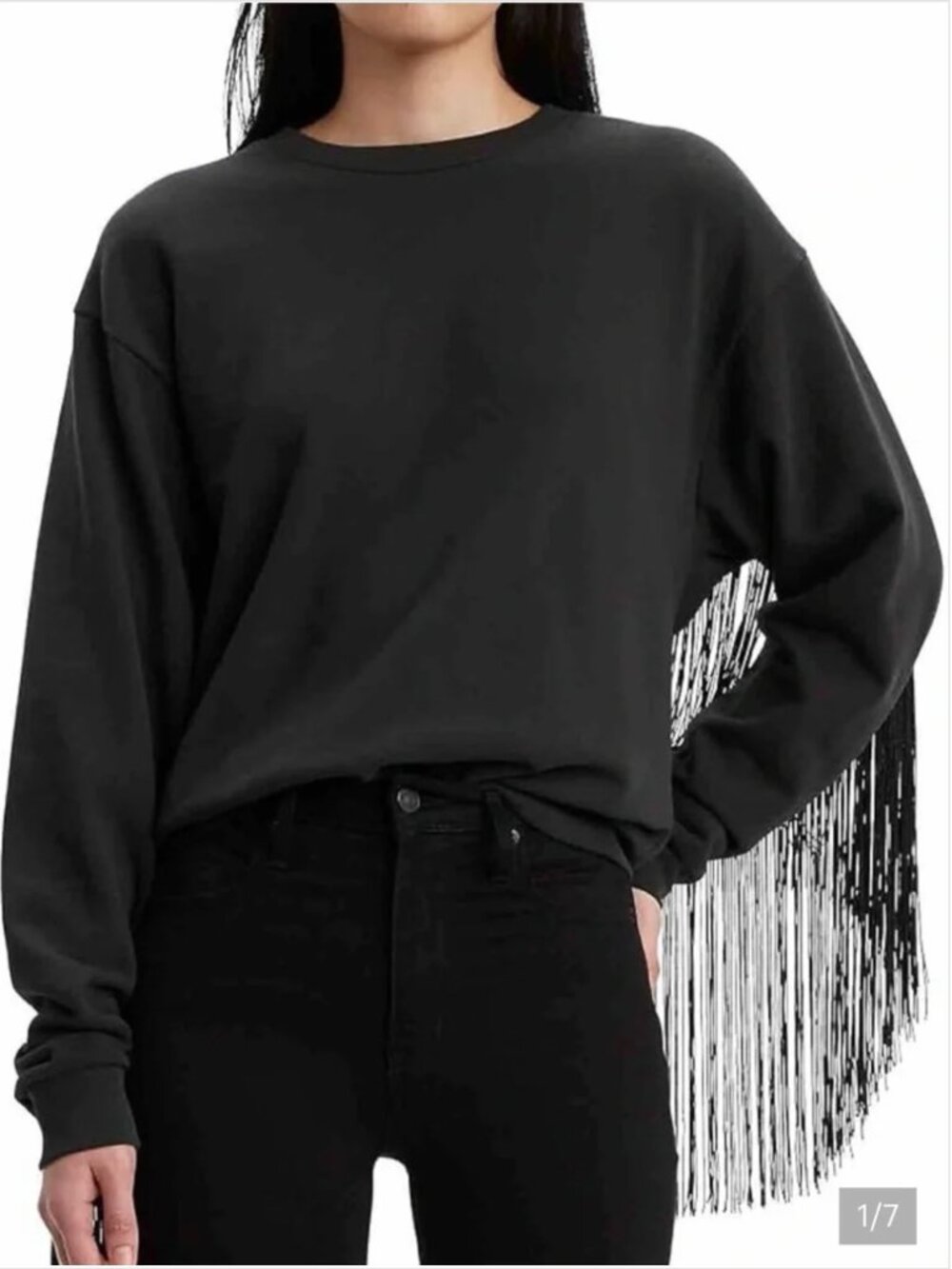 Levi's Black Fringe Crewneck Sweatshirt
